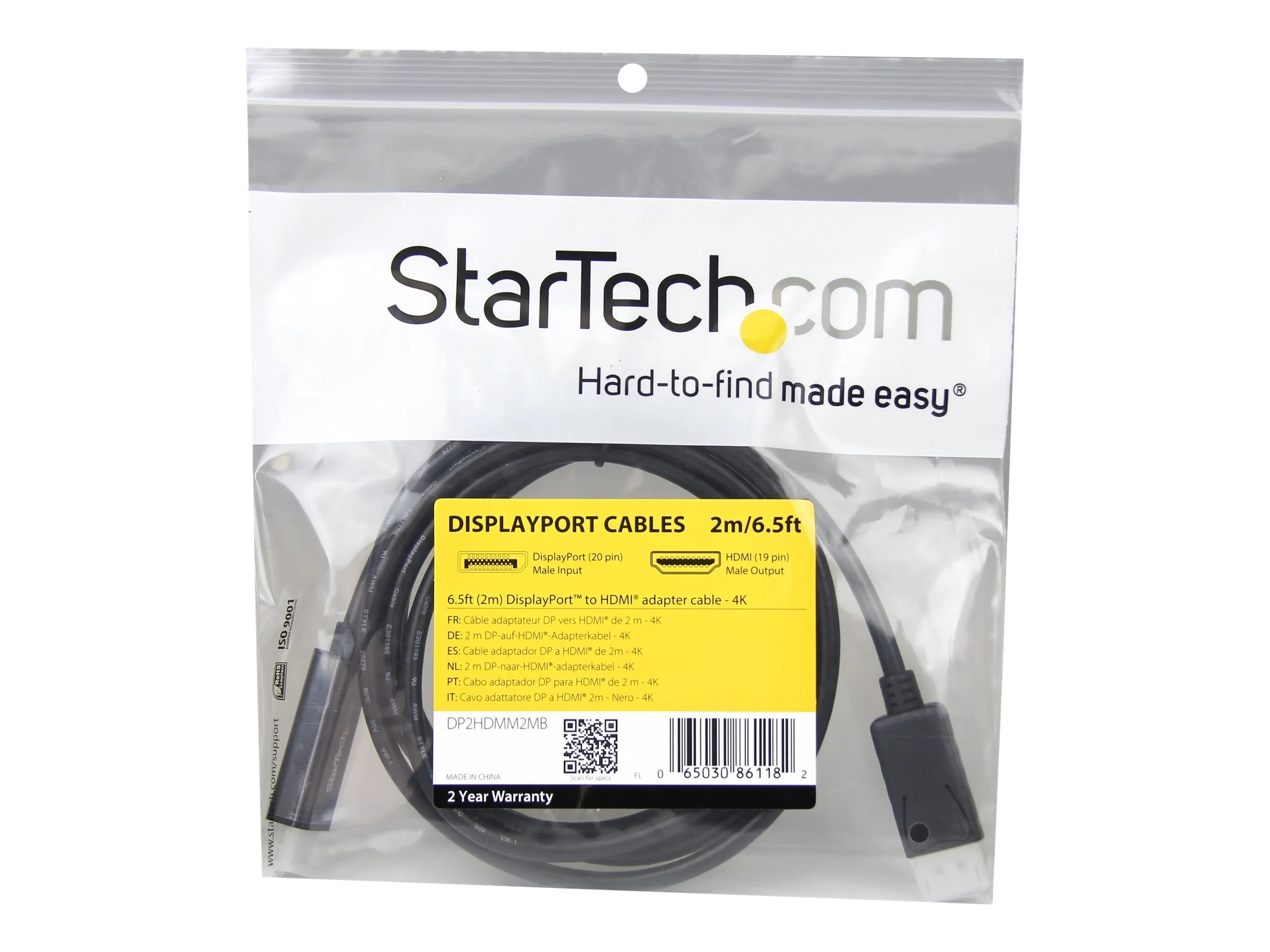 StarTech.com Câble adaptateur DisplayPort vers HDMI de 2 m