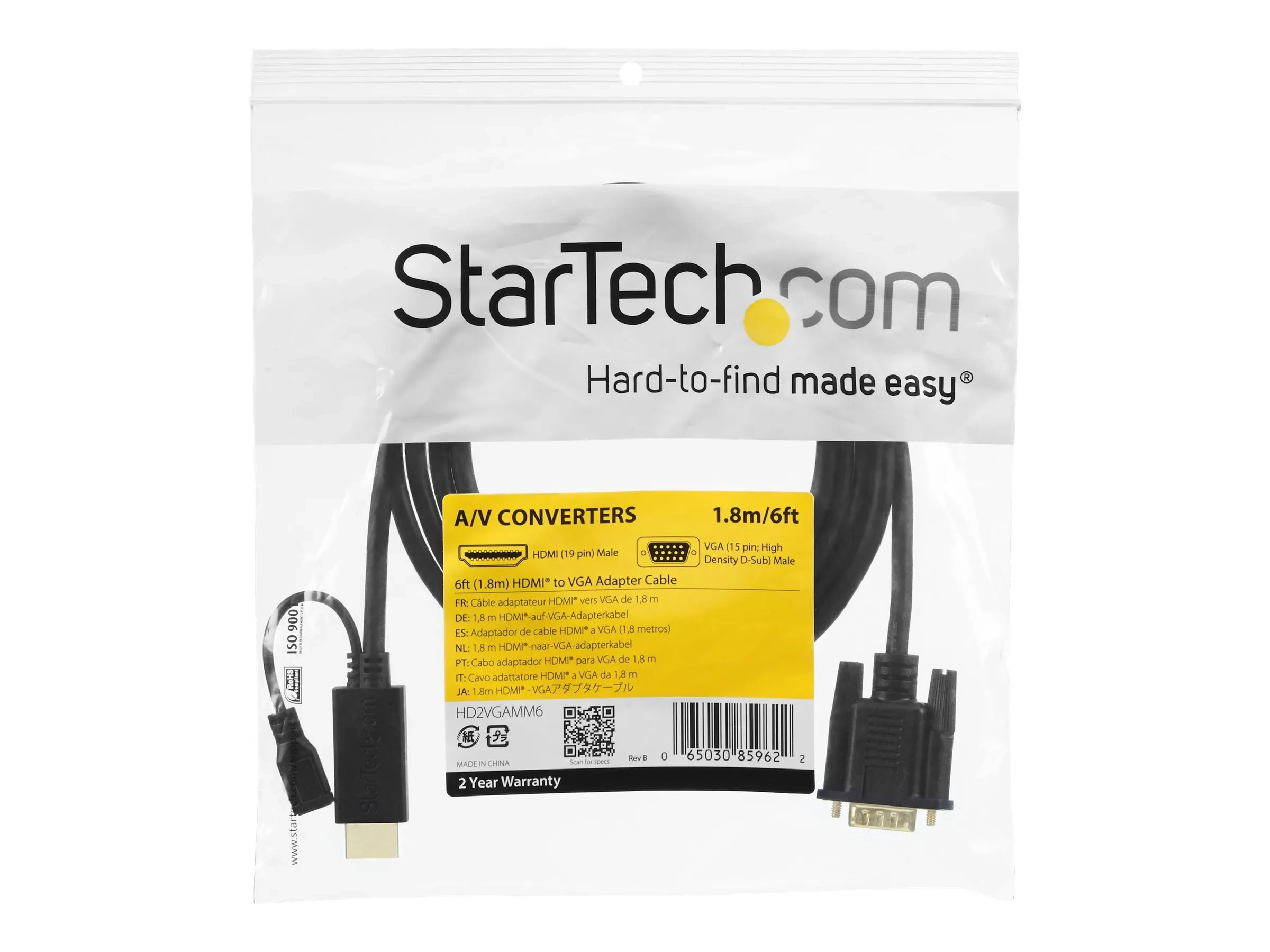 StarTech.com Câble adaptateur HDMI vers VGA de 1,8m