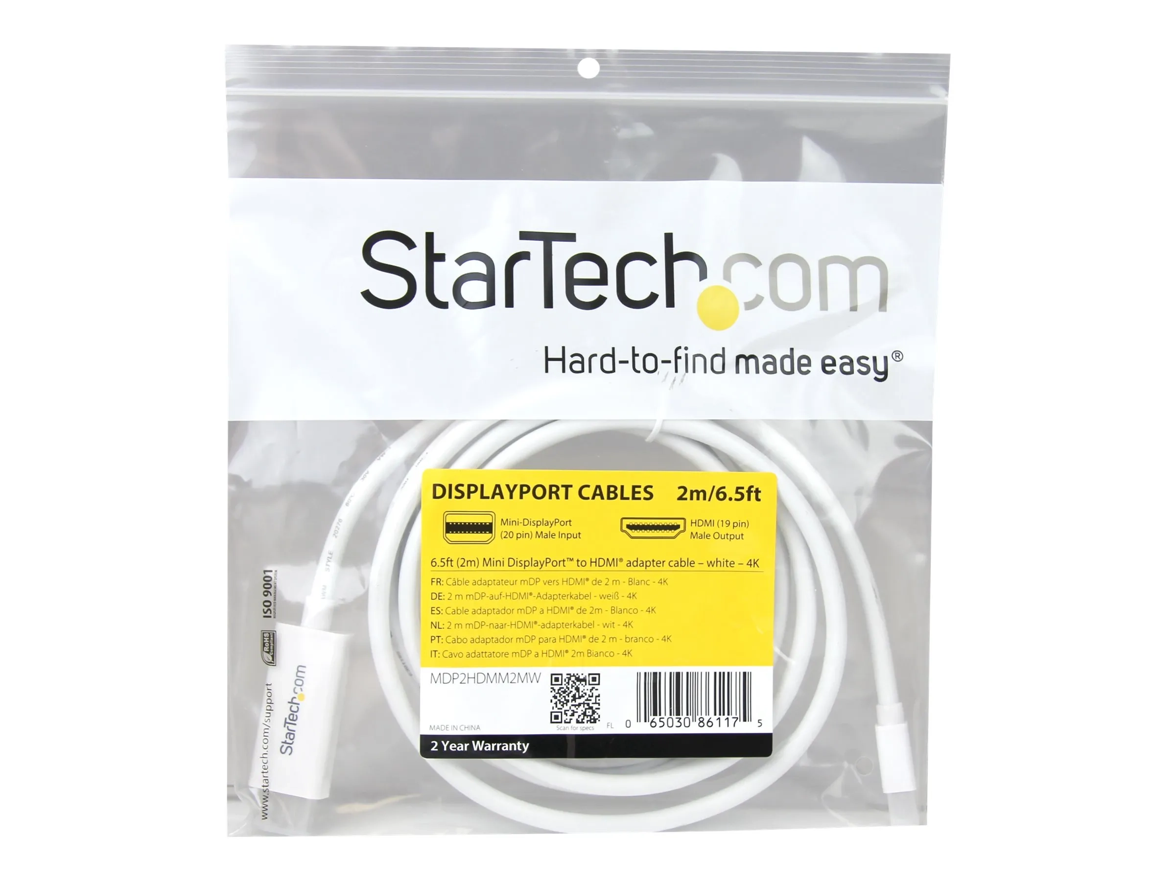StarTech.com Câble adaptateur Mini DisplayPort vers HDMI de 2 m