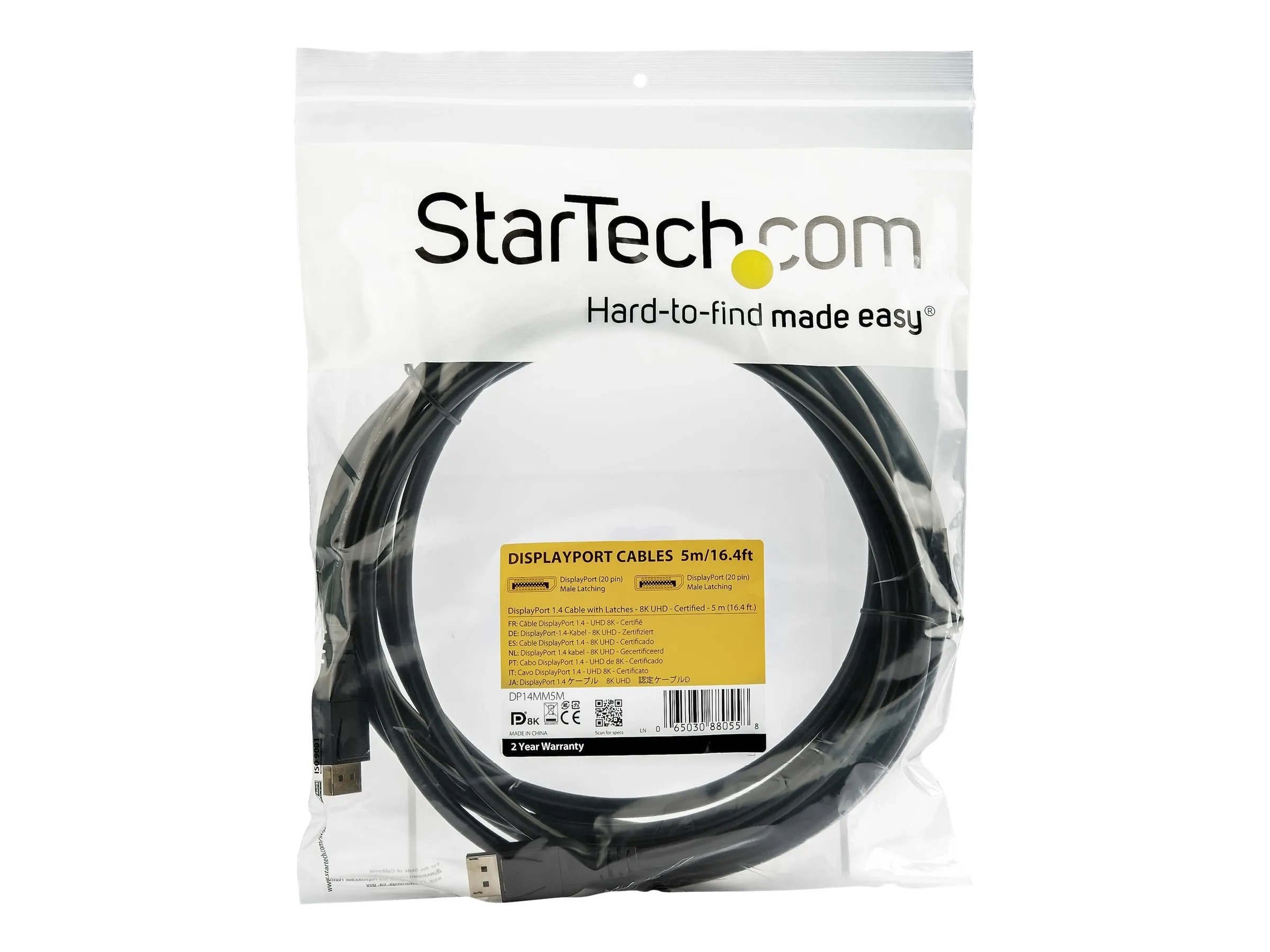 StarTech.com Câble Certifié VESA DisplayPort 1.4 5m