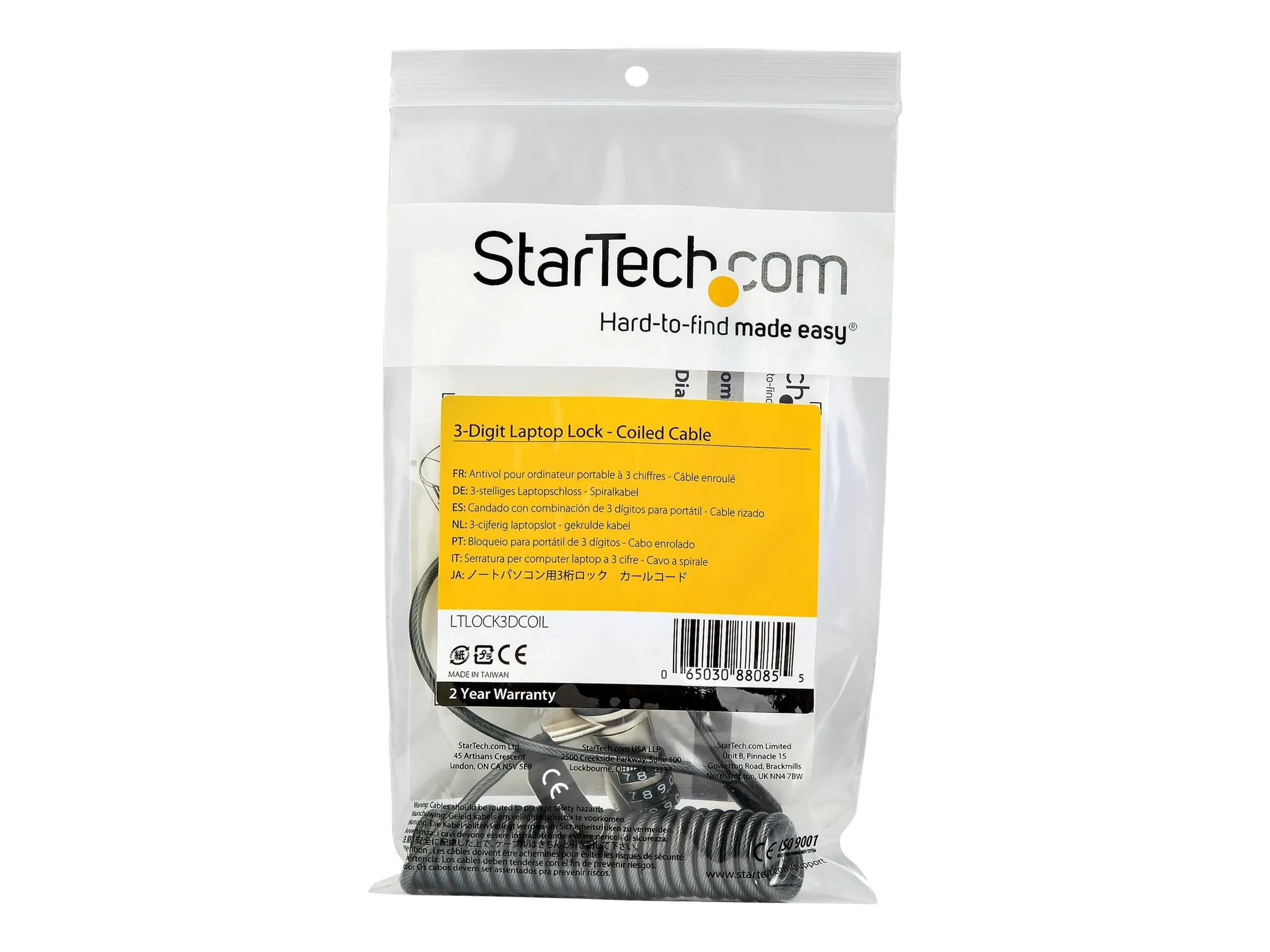 StarTech.com Câble de sécurité pour ordinateur portable à code 3 chiffres