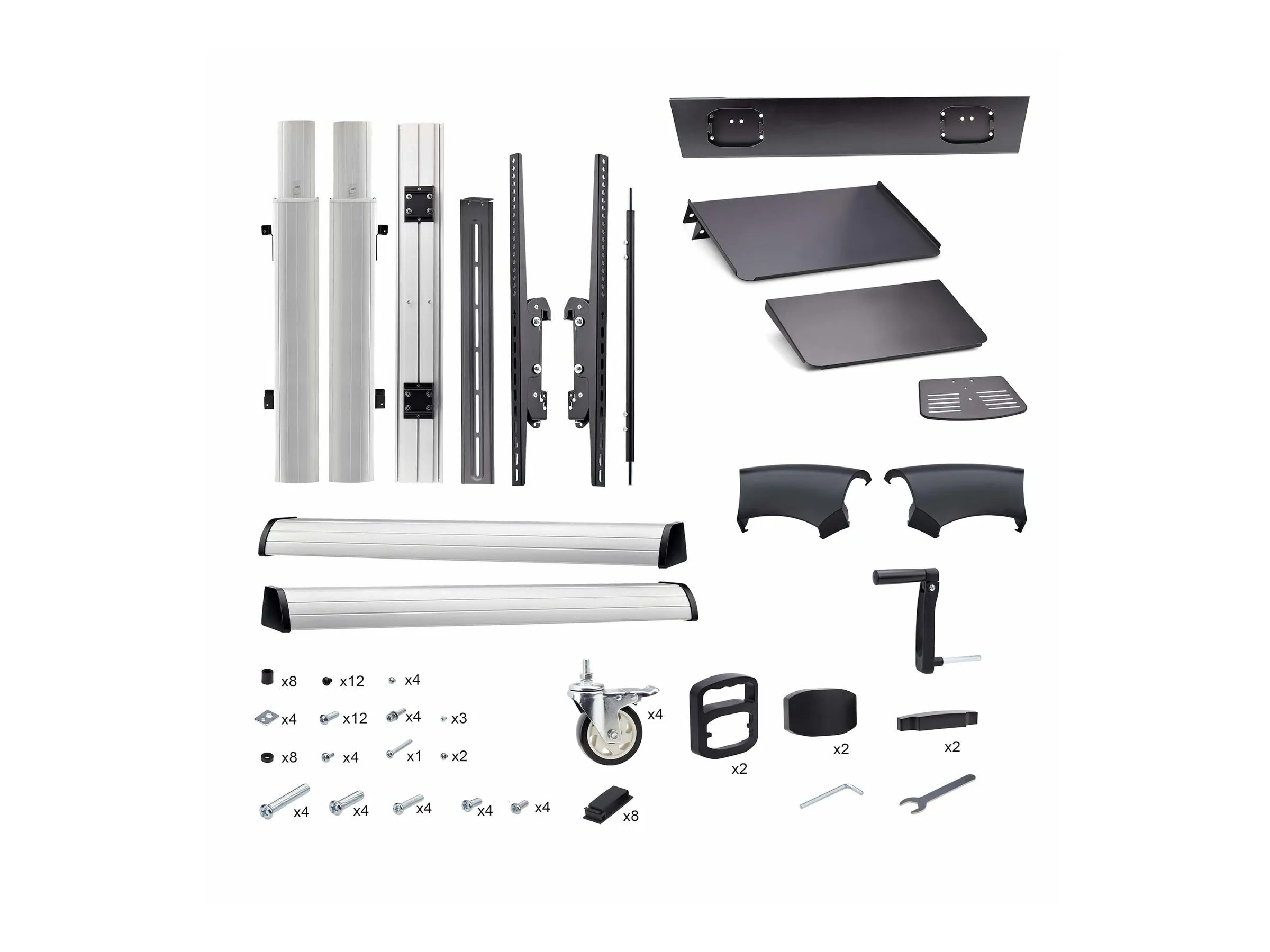 StarTech.com Rolling TV Cart/Stand On Wheels, Up to 100inch/220lb Screens